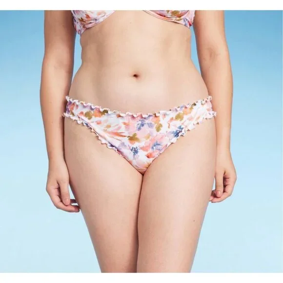 Shade Shore Women's Ruffle Cheeky Bikini Bottom Multi floral Print  -XL(16)